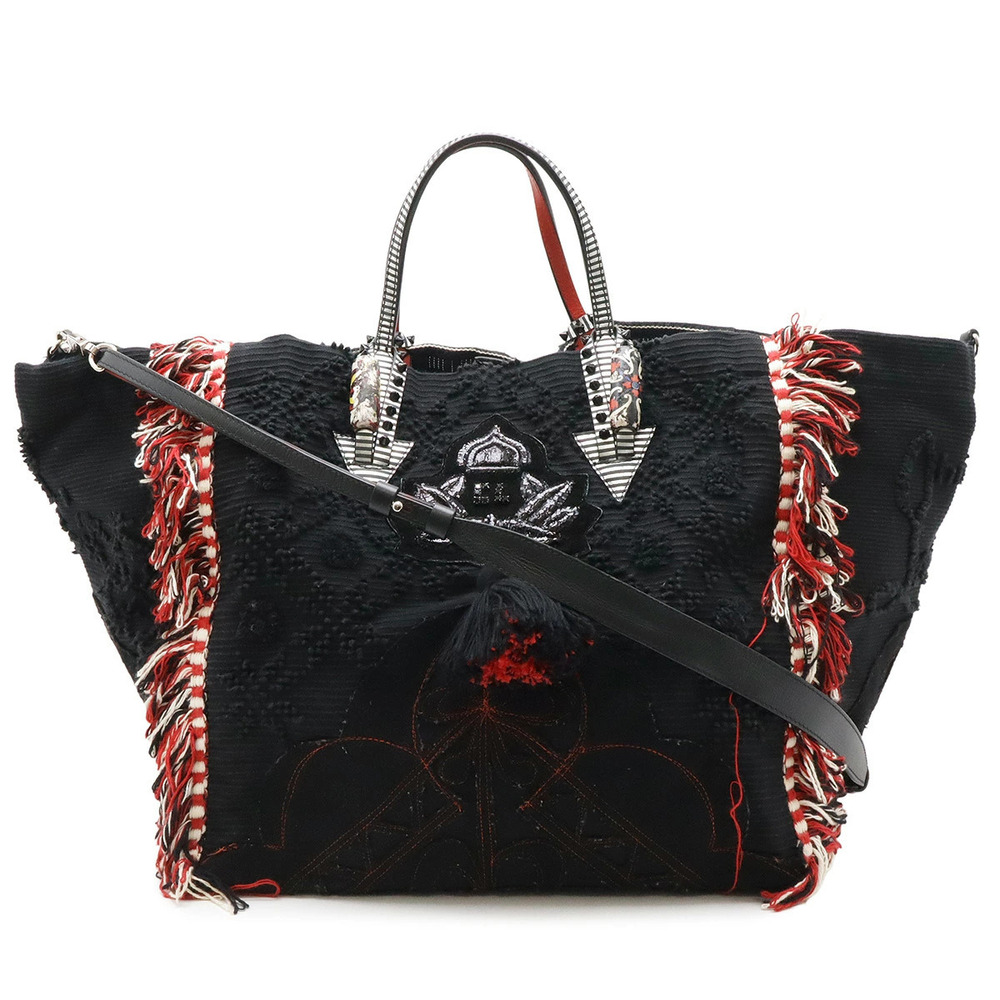Christian Louboutin Portugaba Tote Bag Shoulder Canvas Studs Black